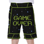 8-Bit Game Over Print Men's Beach Shorts
