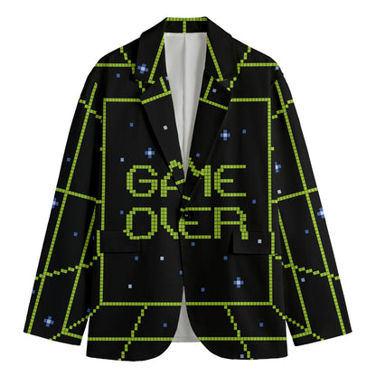 8-Bit Game Over Print Men's Blazer