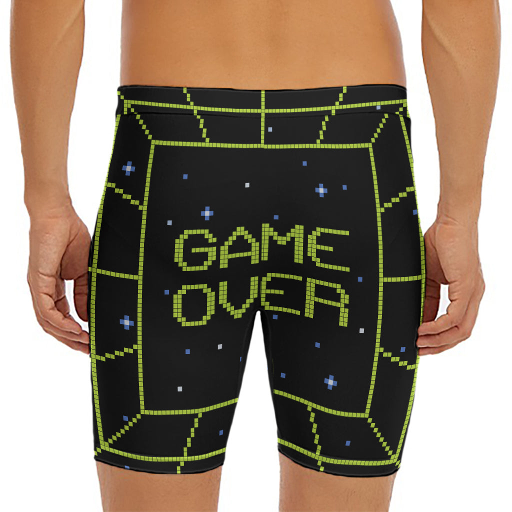 8-Bit Game Over Print Men's Long Boxer Briefs