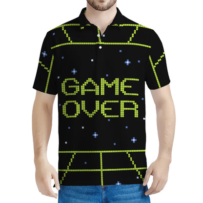 8-Bit Game Over Print Men's Polo Shirt