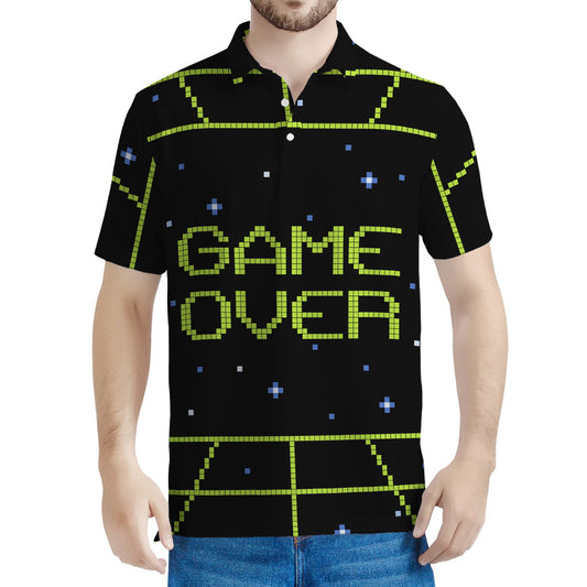 8-Bit Game Over Print Men's Polo Shirt