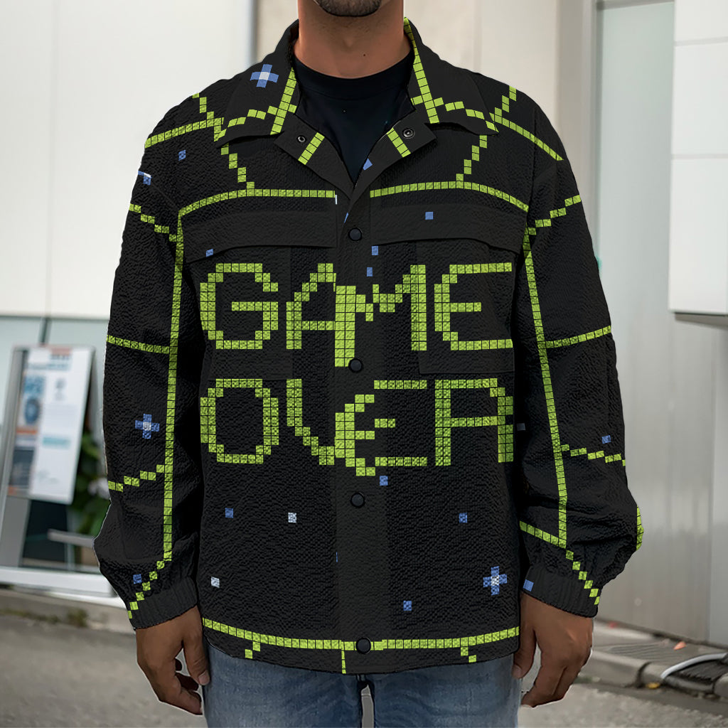 8-Bit Game Over Print Men's Shirt Jacket