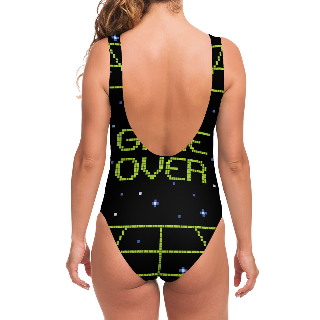8-Bit Game Over Print One Piece Swimsuit