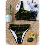 8-Bit Game Over Print One Shoulder Bikini Top