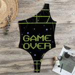 8-Bit Game Over Print One Shoulder Bodysuit