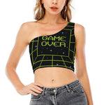 8-Bit Game Over Print One Shoulder Crop Top