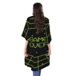 8-Bit Game Over Print Open Front Beach Cover Up