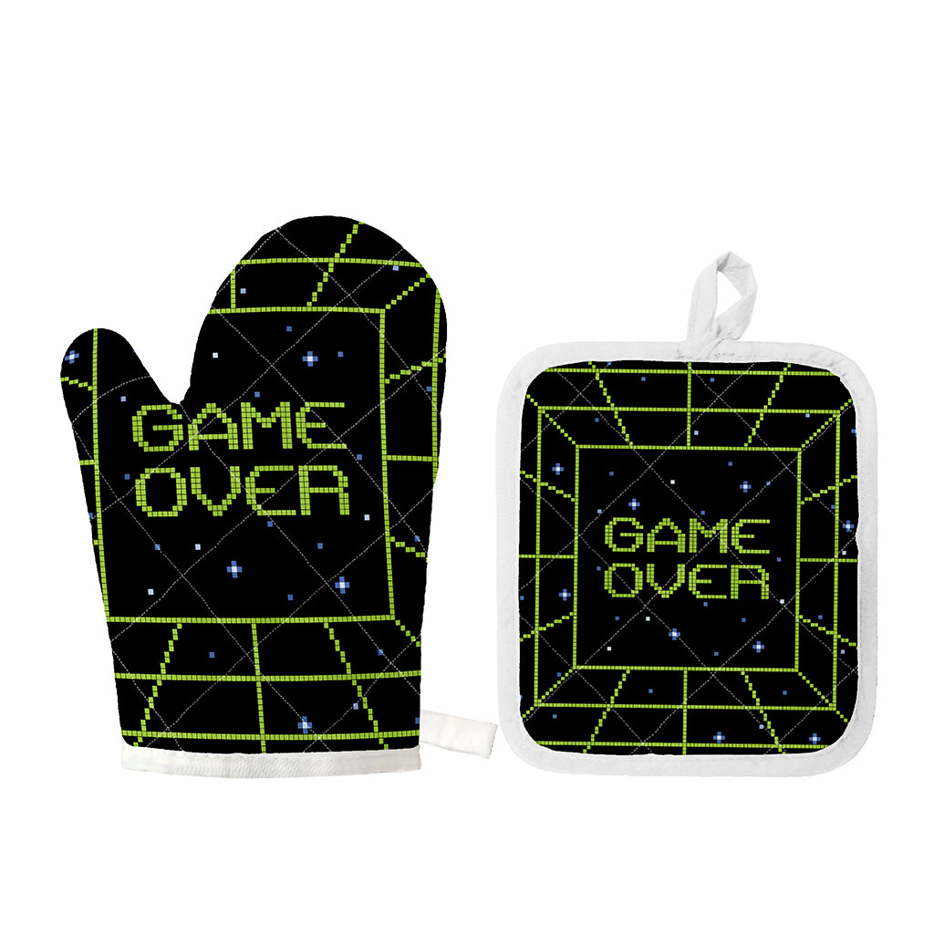 8-Bit Game Over Print Oven Mitt And Pot Holder Set