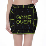 8-Bit Game Over Print Pencil Mini Skirt