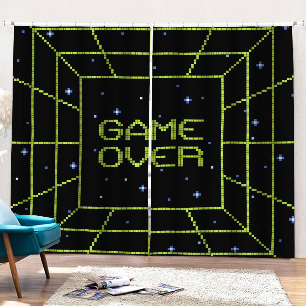 8-Bit Game Over Print Pencil Pleat Curtains