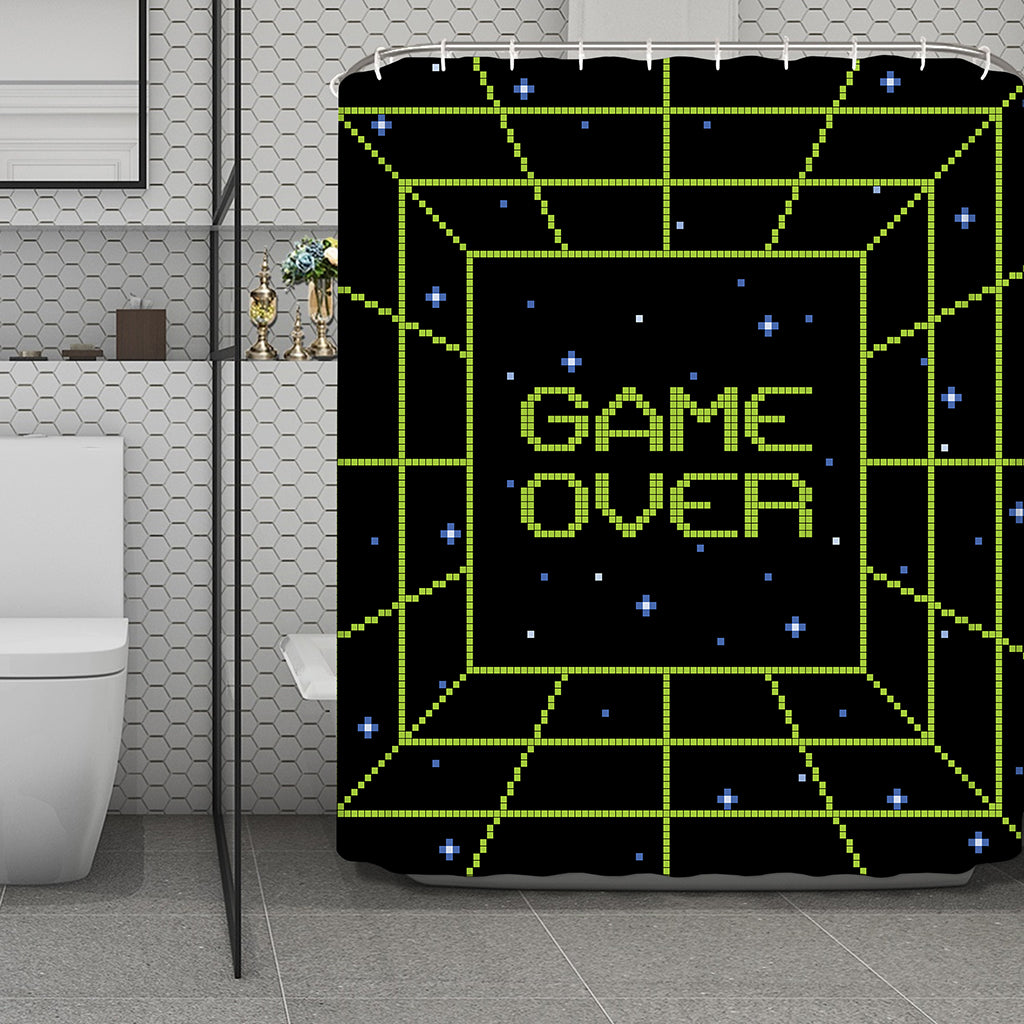 8-Bit Game Over Print Polyester Shower Curtain