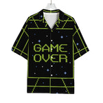 8-Bit Game Over Print Rayon Hawaiian Shirt