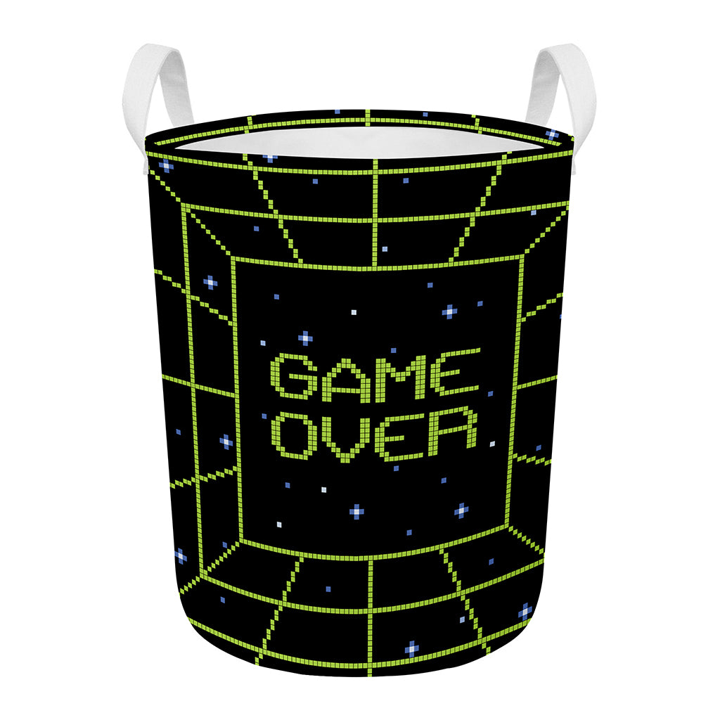 8-Bit Game Over Print Round Laundry Basket