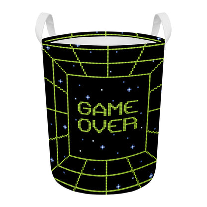 8-Bit Game Over Print Round Laundry Basket