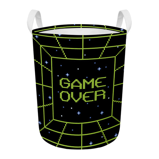 8-Bit Game Over Print Round Laundry Basket