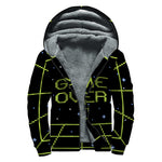 8-Bit Game Over Print Sherpa Lined Zip Up Hoodie