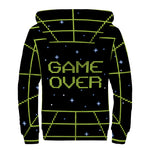 8-Bit Game Over Print Sherpa Lined Zip Up Hoodie