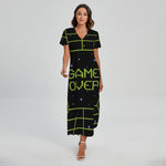 8-Bit Game Over Print Short Sleeve Maxi Dress