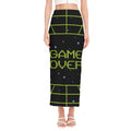 8-Bit Game Over Print Side Slit Maxi Skirt