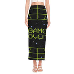 8-Bit Game Over Print Side Slit Maxi Skirt