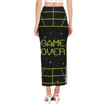 8-Bit Game Over Print Side Slit Maxi Skirt
