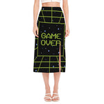 8-Bit Game Over Print Side Slit Midi Skirt