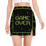 8-Bit Game Over Print Side Slit Mini Skirt