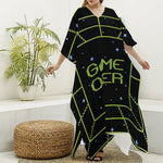 8-Bit Game Over Print Silk V-Neck Kaftan Dress
