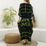 8-Bit Game Over Print Silk V-Neck Kaftan Dress