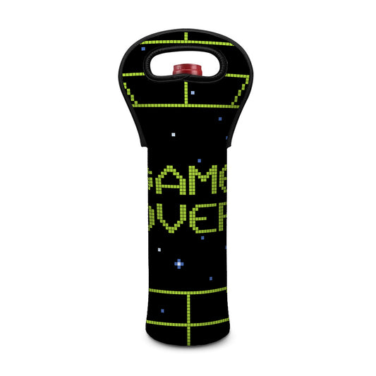 8-Bit Game Over Print Single Neoprene Wine Tote