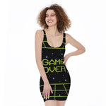8-Bit Game Over Print Sleeveless Bodycon Dress