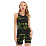 8-Bit Game Over Print Sleeveless One Piece Swimsuit
