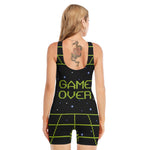 8-Bit Game Over Print Sleeveless One Piece Swimsuit