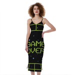 8-Bit Game Over Print Slim Fit Midi Cami Dress