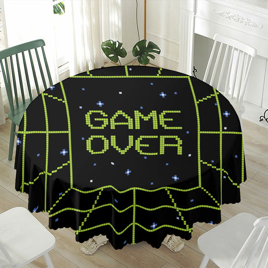 8-Bit Game Over Print Waterproof Round Tablecloth