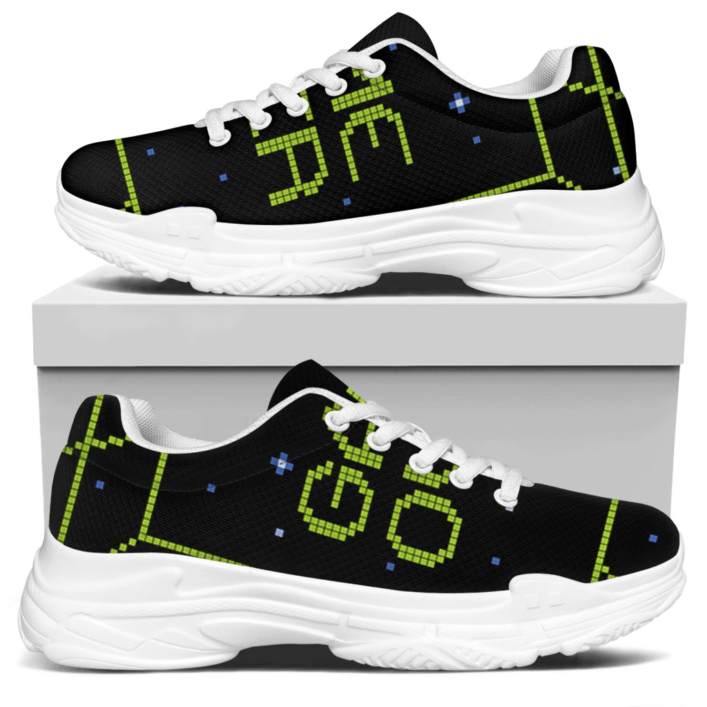 8-Bit Game Over Print White Chunky Shoes