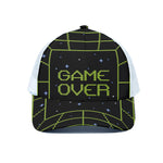 8-Bit Game Over Print White Mesh Trucker Cap