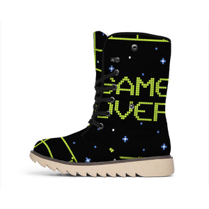 8-Bit Game Over Print Winter Boots