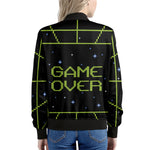 8-Bit Game Over Print Women's Bomber Jacket