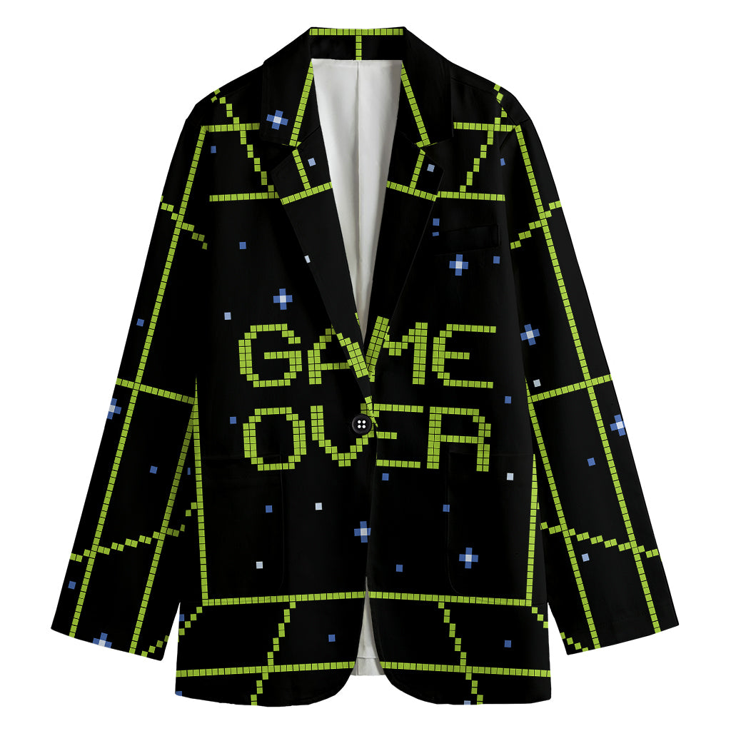 8-Bit Game Over Print Women's Cotton Blazer