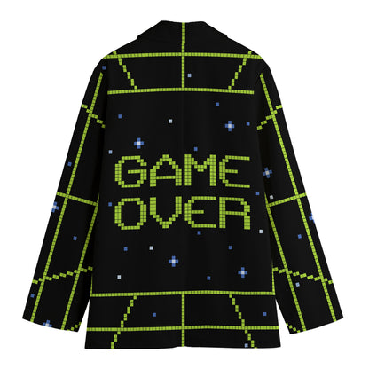 8-Bit Game Over Print Women's Cotton Blazer