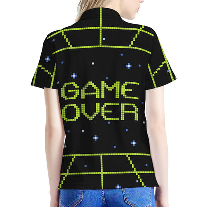 8-Bit Game Over Print Women's Polo Shirt
