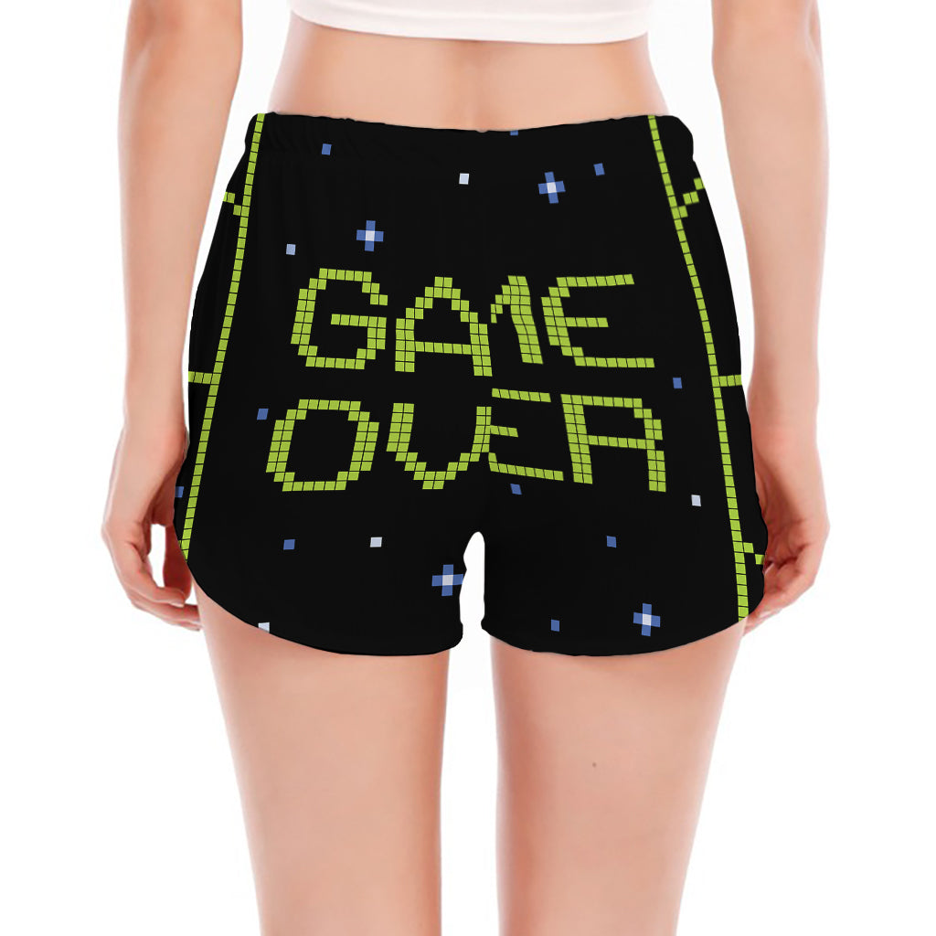 8-Bit Game Over Print Women's Split Running Shorts