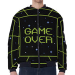 8-Bit Game Over Print Zip Sleeve Bomber Jacket