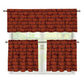 8-Bit Pixel Brick Wall Print 3 Piece Kitchen Curtains