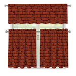 8-Bit Pixel Brick Wall Print 3 Piece Kitchen Curtains