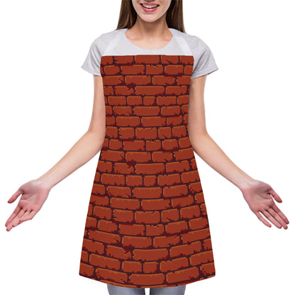 8-Bit Pixel Brick Wall Print Adjustable Apron