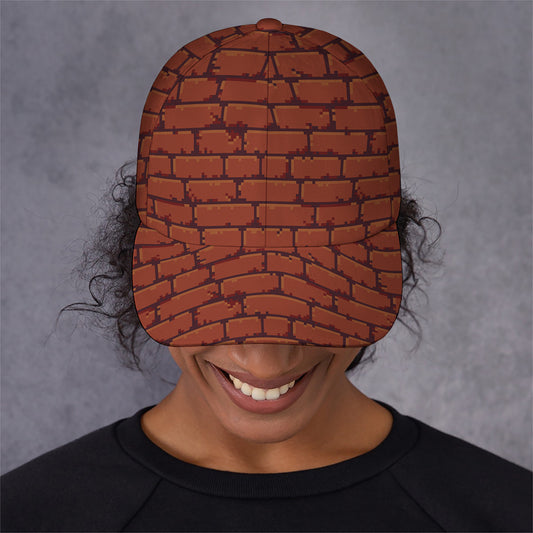 8-Bit Pixel Brick Wall Print Baseball Cap