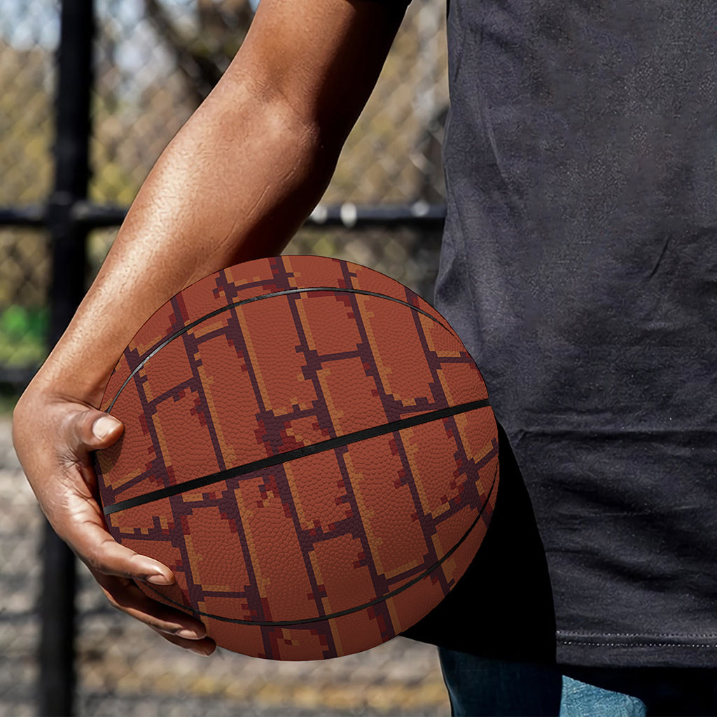 8-Bit Pixel Brick Wall Print Basketball