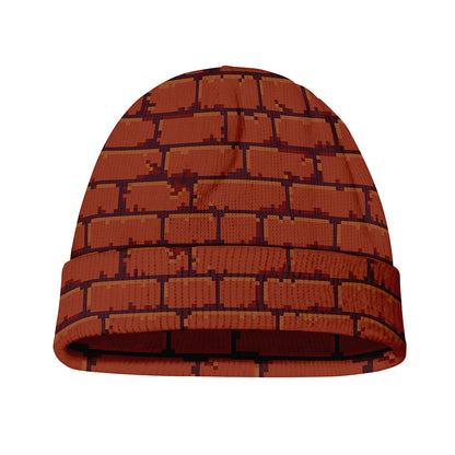 8-Bit Pixel Brick Wall Print Beanie